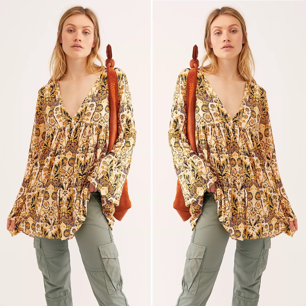 Free People Bella Printed Tunic Size Medium
